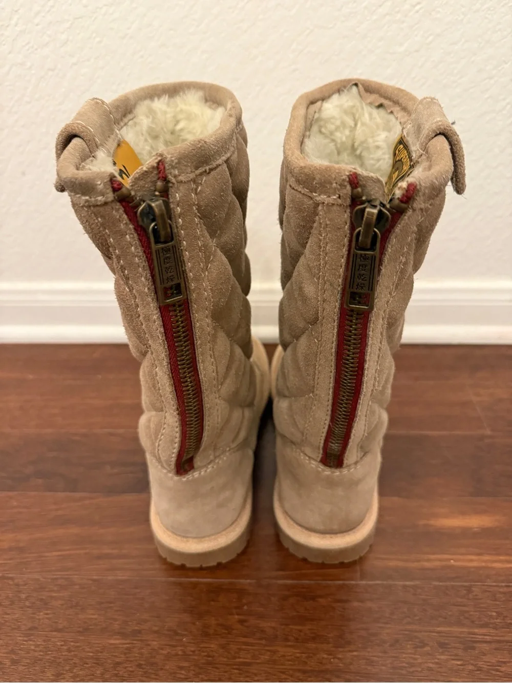 Women’s Superdry Quilted Suede Tall Winter Boots - Beige
